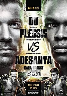 Poster reads DuPlessis vs Adesahva with portraits of both athletes