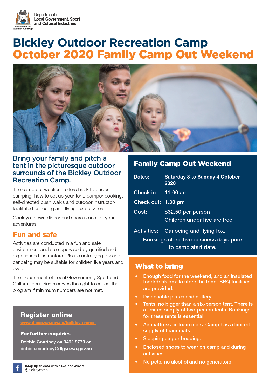 Bickley Family Camp Out October 2020 flyer