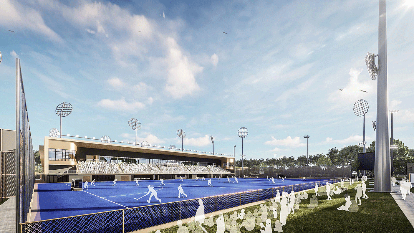 Architects drawing of how the playing field will look at the new Australian Hockey Centre