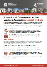 A new Local Government Act for Western Australia: principal findings