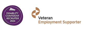 Disability Confident Recruiter 2024 and Veteran Employment Support logos