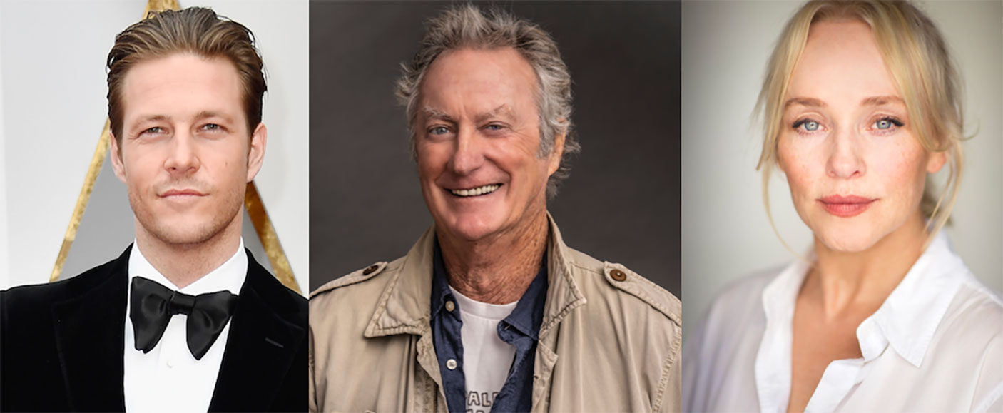 Portrait photos of 3 actors in The Overture - Luke Bracey (left), Bryan Brown (centre) and Susie Porter.