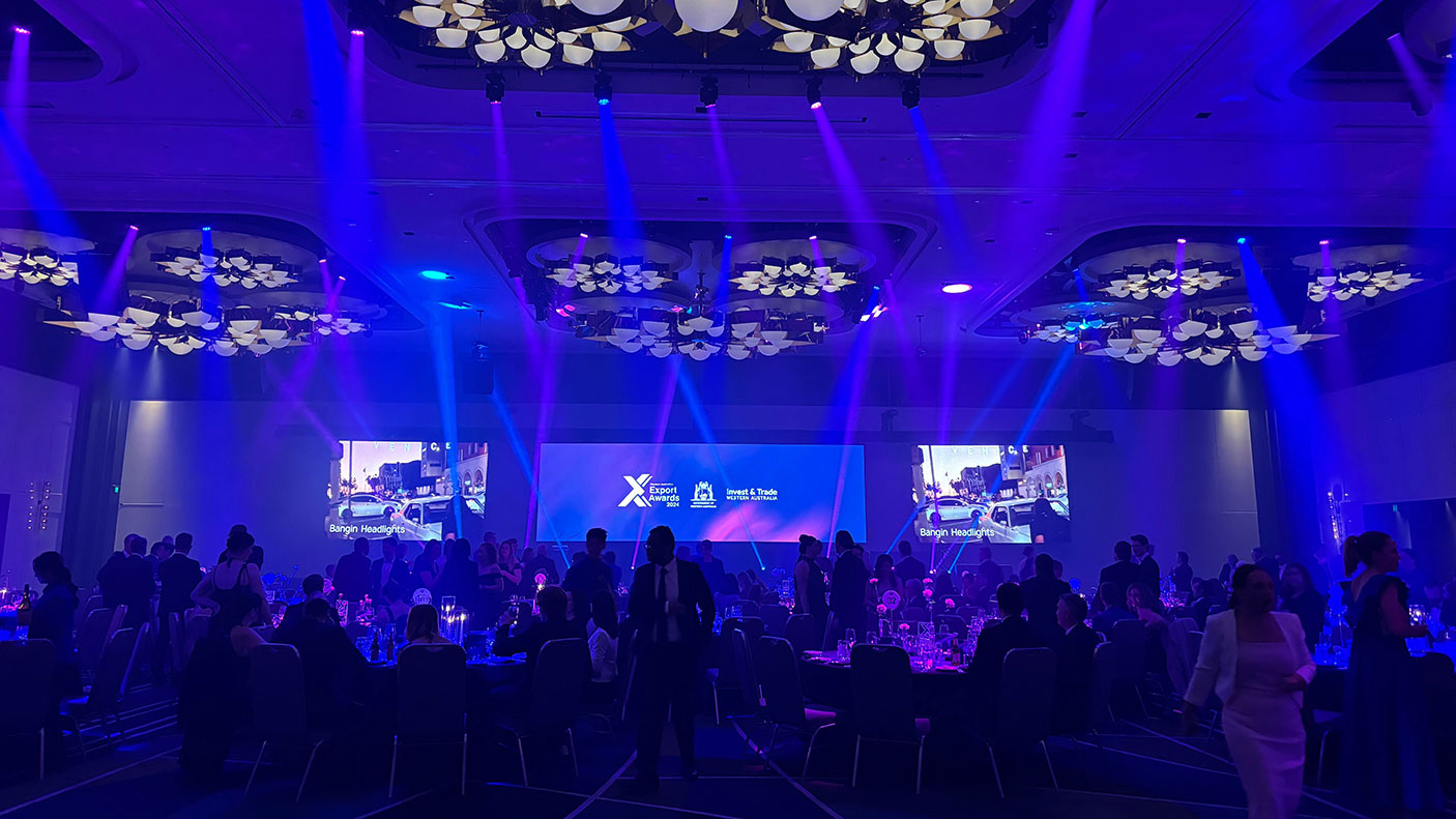 A view of the stage and attendees at the WA Export Awards 2024