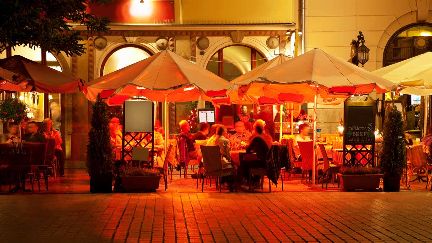 A cafe at night