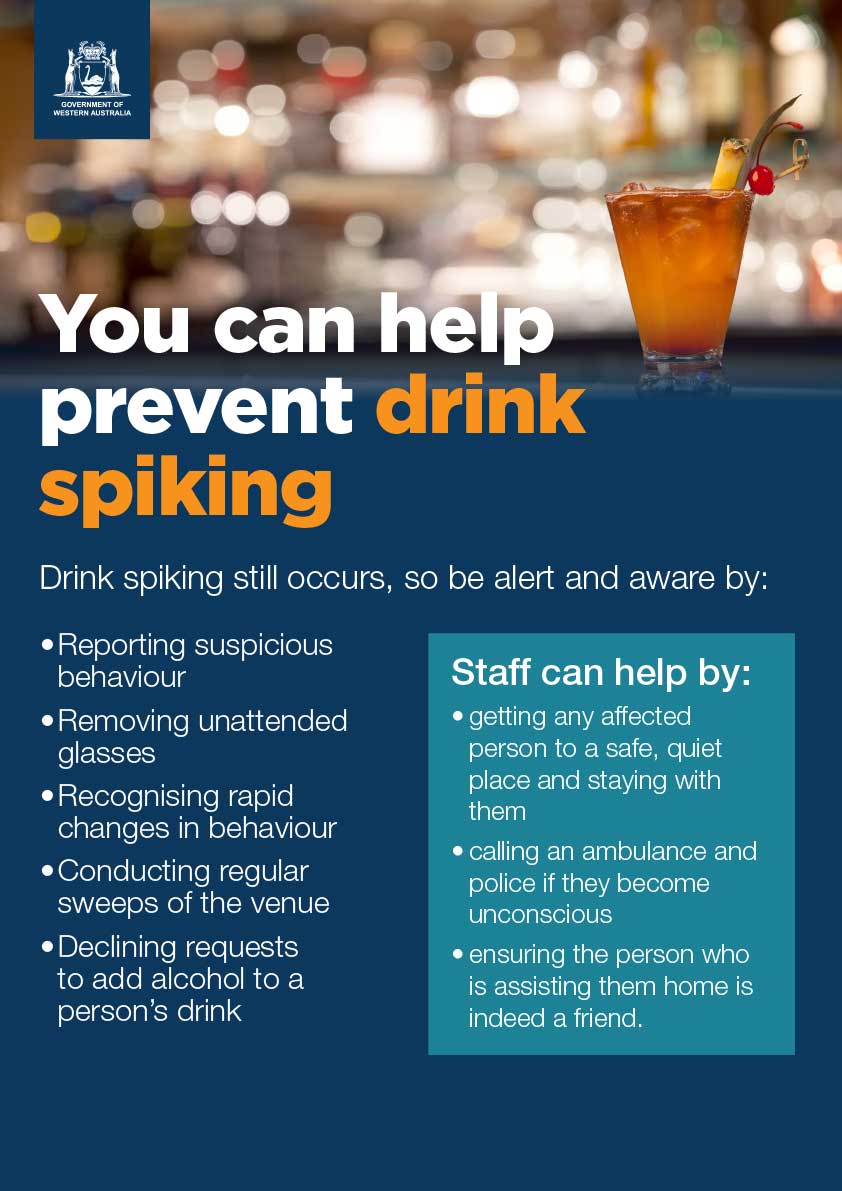 Drink Spiking Posters DLGSC   Prevent Drink Spiking Help Prevent A3 