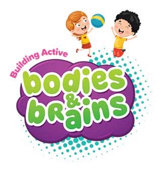 Building Active Bodies and Brains logo with 2 cartoon kids