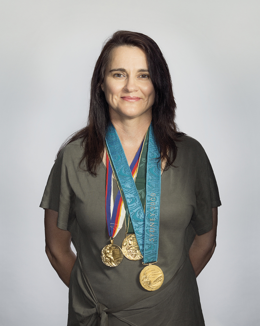 Portrait of Rechelle Hawkes with her medals