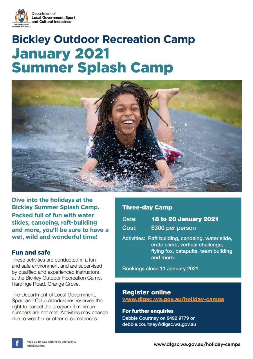 Bickley Summer Splash January 2021 flyer