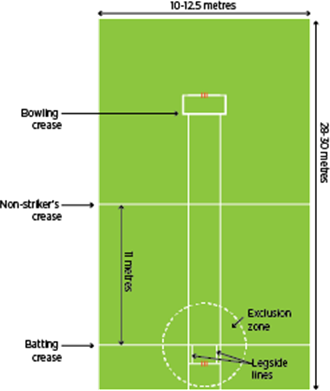 indoor cricket pitch dimensions