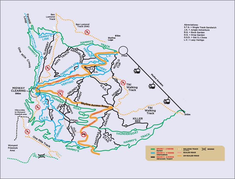 Mountain bike track map in Queenstown New Zealand