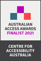 A graphic showing that our website was a finalist in the Australian Access Awards in 2021