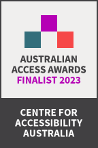 A graphic showing that our website was a finalist in the Australian Access Awards in 2023